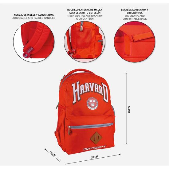 MOCHILA ESCOLAR GRANDE 44 CM HARVARD RED image 4