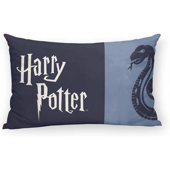 FUNDA DE ALMOHADA 100% ALGODÓN HOGWARTS CUADROS AZUL DE 30X50. image 0