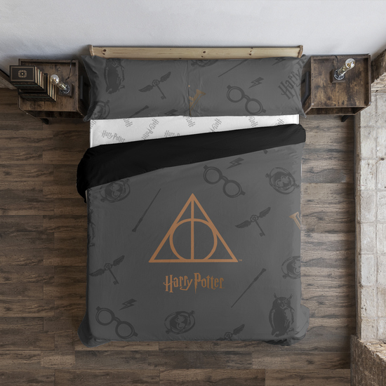 FUNDA NÓRDICA MICROSATÉN MODELO DEATHLY HALLOWS PARA CAMA DE 135/140 (220X220 CM) image 0