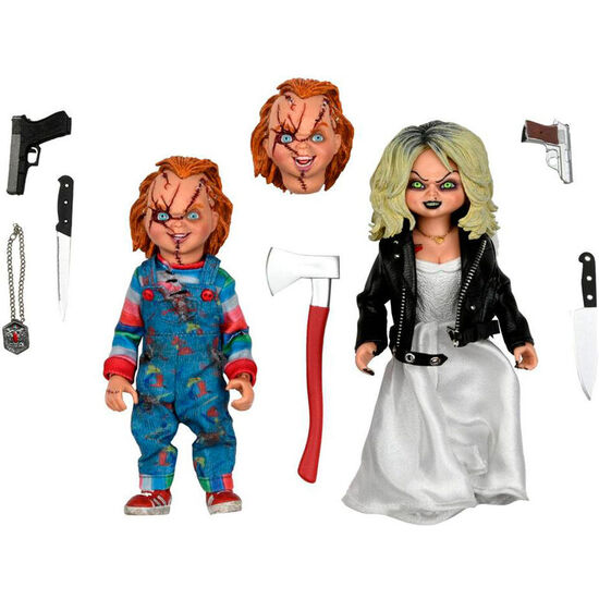 PACK 2 FIGURAS CLOTHED CHUCKY AND TIFFANY LA NOVIA DE CHUCKY 14CM image 1