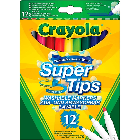 CRAYOLA ESTUCHE 12 ROTULADORES SÚPER PUNTA LAVABLES image 0