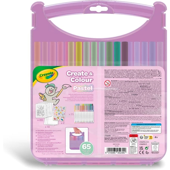 CRAYOLA MALETÍN 65 ROTULADORES PASTEL LAVABLES CON ACCESORIOS image 2