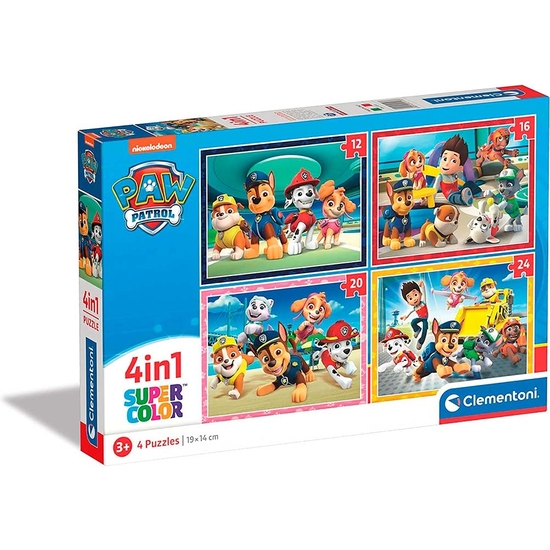 PATRULLA CANINA 4 PUZZLES EN 1. 12-16-20-24 PIEZAS image 0