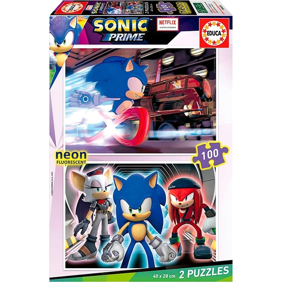 SONIC PUZZLE DOBLE 2X100 PIEZAS NEÓN image 0