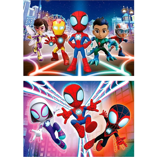 SPIDEY PUZZLE DOBLE 2X16 PIEZAS MADERA image 1