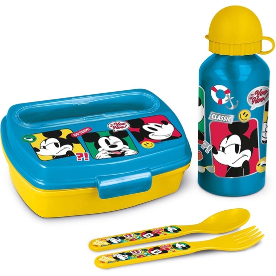 MICKEY SET 4 PIEZAS BOTELLA SANDWICHERA Y CUBIERTOS image 1