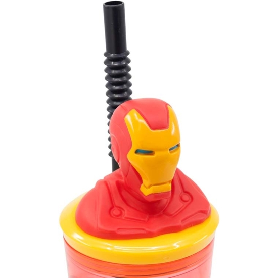 AVENGERS IRON MAN VASO PAJITA FIGURA 3D 360 ML image 3