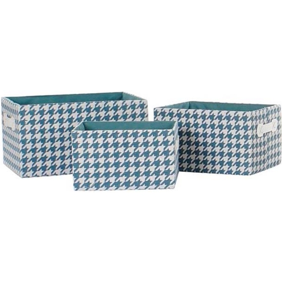 SET 3 CESTAS ALMACENAJE PATA GALLO 3 COLORES 32X24X18 image 0