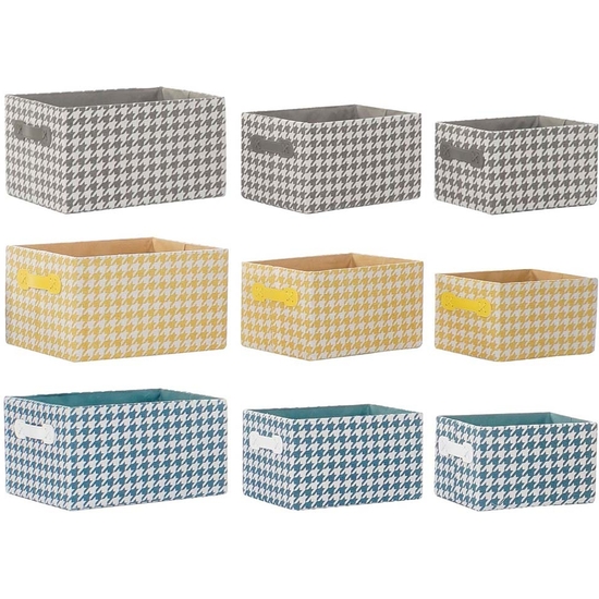 SET 3 CESTAS ALMACENAJE PATA GALLO 3 COLORES 32X24X18 image 1