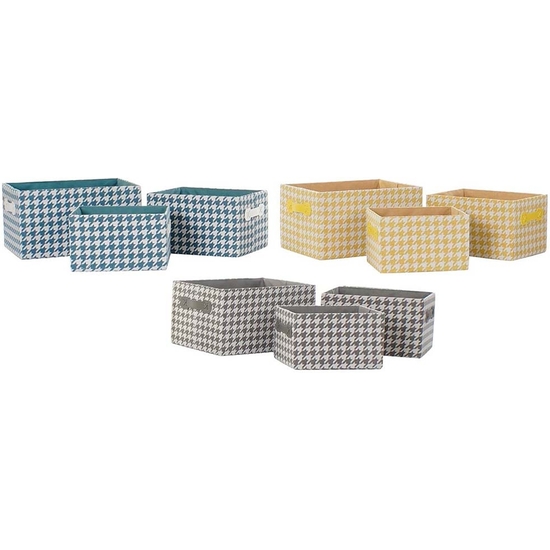 SET 3 CESTAS ALMACENAJE PATA GALLO 3 COLORES 32X24X18 image 2
