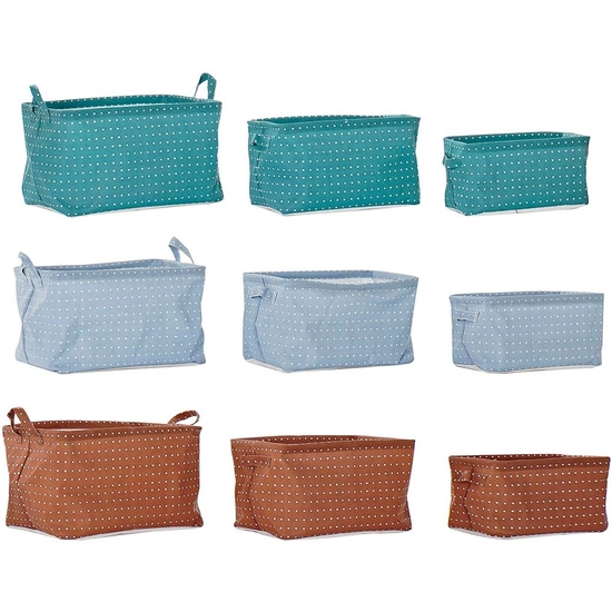 SET 3 CESTAS ALMACENAJE TOPITOS 3 COLORES 35X25X22 image 1