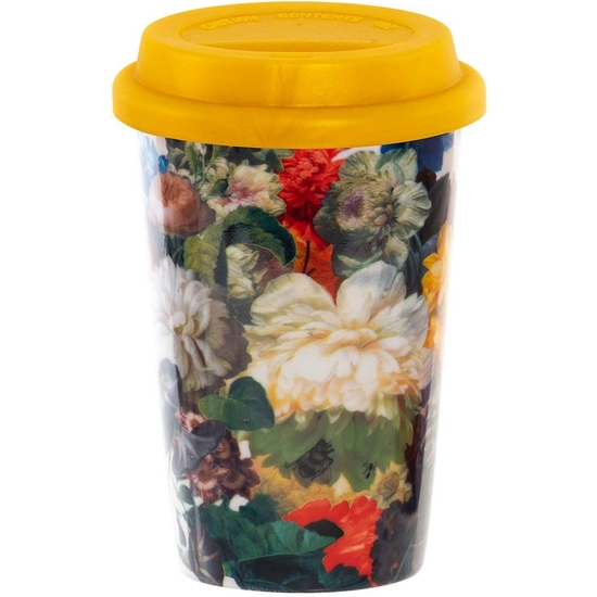 VASO CERÁMICA CON TAPA FLORAL 400 ML 2 MODELOS SURTIDOS image 0