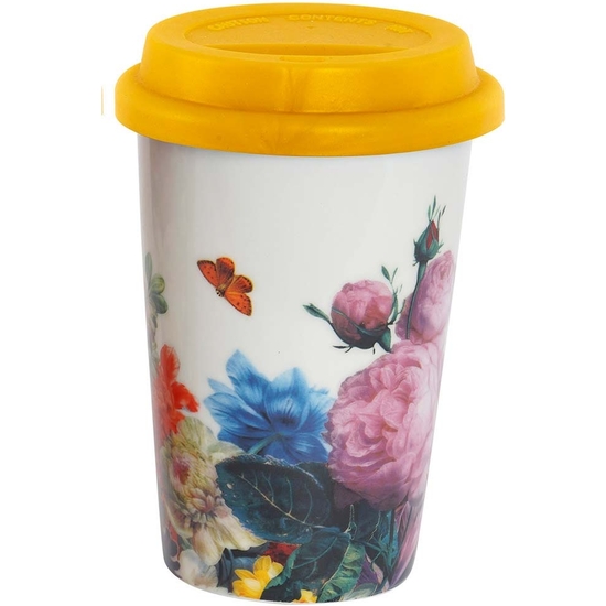 VASO CERÁMICA CON TAPA FLORAL 400 ML 2 MODELOS SURTIDOS image 1