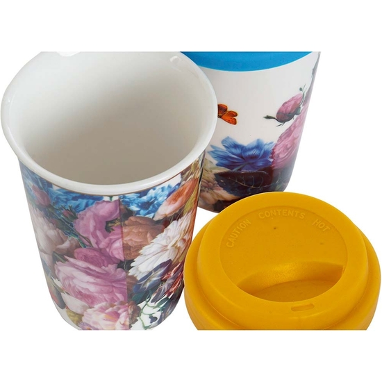 VASO CERÁMICA CON TAPA FLORAL 400 ML 2 MODELOS SURTIDOS image 2