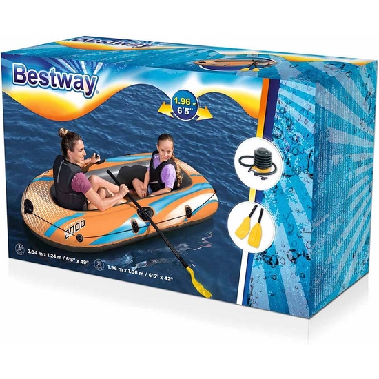 BARCA HINCHABLE CON REMOS E HINCHADOR BESTWAY 196 X 106 image 1