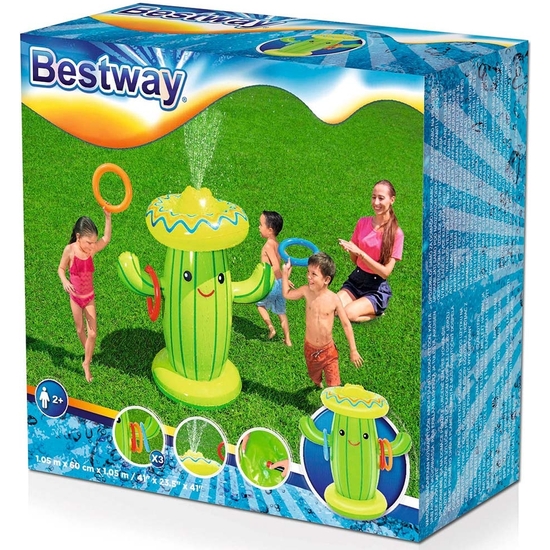 JUEGO CACTUS HINCHABLE CON ROCIADOR AGUA Y ANILLAS BESTWAY 105X60 image 1