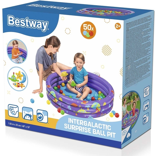 PISCINA HINCHABLE CON 50 BOLAS DE COLORES BESTWAY 102 X 25 image 1