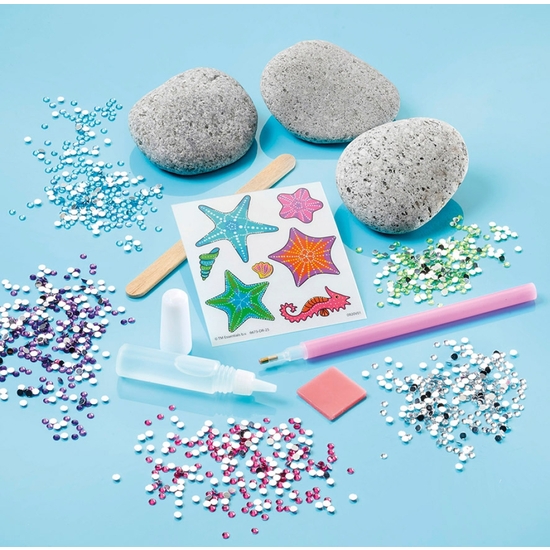 KIT CREATIVO DECORA PIEDRAS CON PINTURA Y DIAMANTES image 1