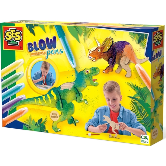 SES CREATIVE SET PINTURA DINOSAURIOS CON AERÓGRAFO image 0
