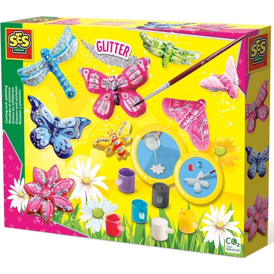 SES CREATIVE JUEGO MOLDEAR Y PINTAR MARIPOSAS CON GLITTER image 0