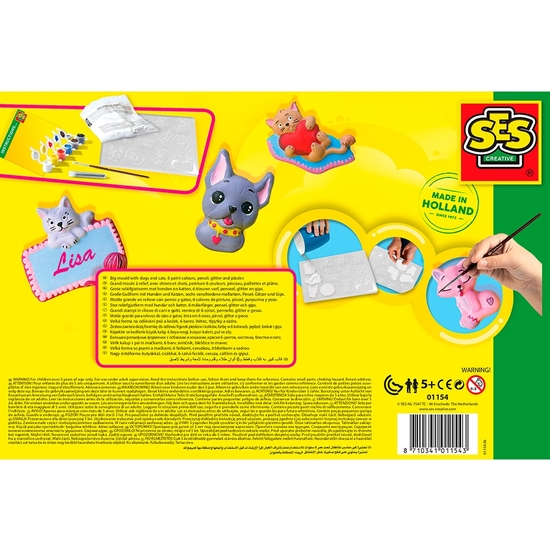 SES CREATIVE JUEGO MOLDEAR Y PINTAR PERROS Y GATOS CON GLITTER image 1