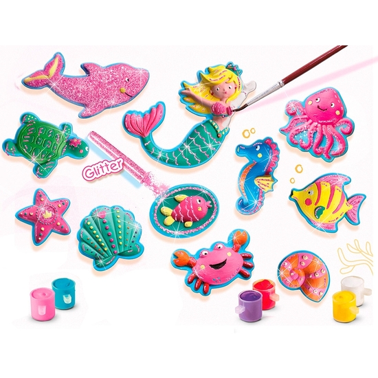 SES CREATIVE JUEGO MOLDEAR Y PINTAR MUNDO MARINO CON GLITTER image 4