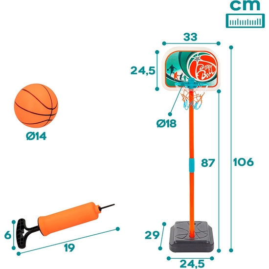 CANASTA BALONCESTO, BALÓN E HINCHADOR 106 CM ALTURA image 4