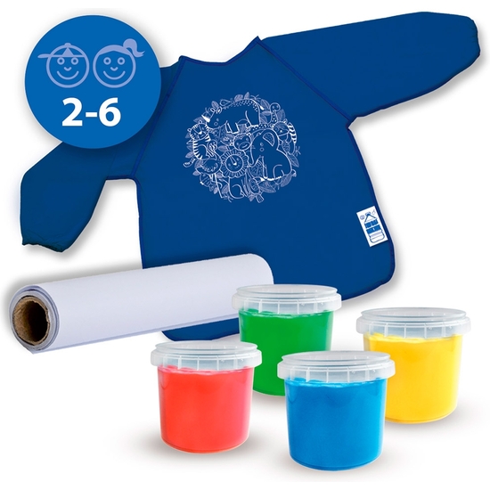 SES MANUALIDADES SET PINTURA DE DEDOS ECO CON DELANTAL image 1