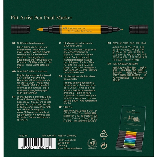 ESTUCHE FABER-CASTELL PITT ARTIST DUAL MARKER 10 COLORES image 3