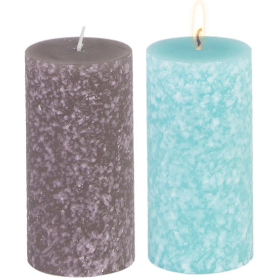 EXPOSITOR 12 VELAS MARMOLADO AZUL Y GRIS 10X6 CM 25 HORAS DE DURACIÓN image 1