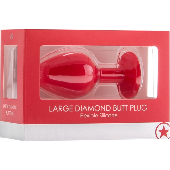 LARGE DIAMOND BUTT PLUG - RED image 2