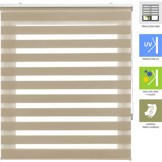 ESTOR ENROLLABLE NOCHE Y DIA STRIPES320-BEIGE image 1