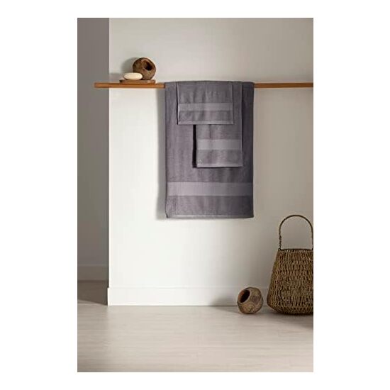 PACK 2 TOALLAS 100% ALGODÓN 100X150 CM GRIS OSCURO PADUANA image 1
