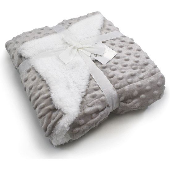 MANTA "LUXE" DOBLE CARA MICROFIBRA+ BORREGUILLO 80X110 CM. PLATA image 2