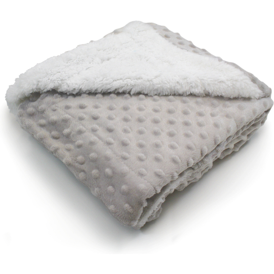 MANTA "LUXE" DOBLE CARA MICROFIBRA+ BORREGUILLO 80X110 CM. PLATA image 4