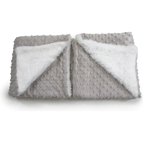 MANTA "LUXE" DOBLE CARA MICROFIBRA+ BORREGUILLO 80X110 CM. PLATA image 5