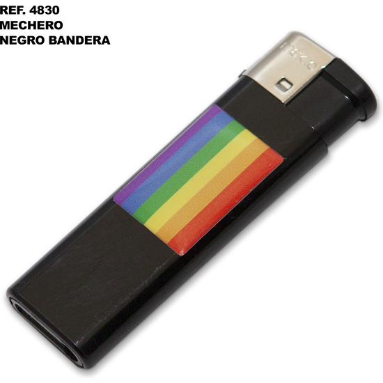 MECHERO ELECTRICO NEGRO CON BANDERA LGBT image 0