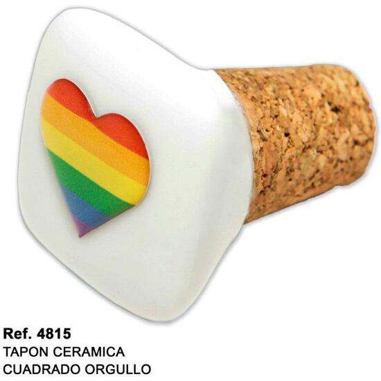 TAPON CERAMICA CORCHO CUADRADO CON BANDERA LGBT image 0