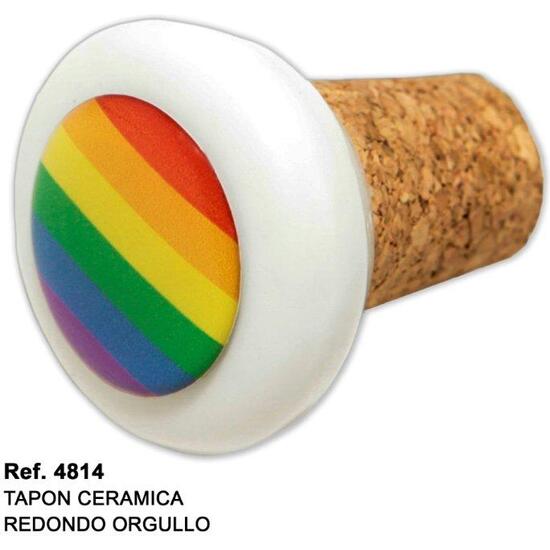 TAPON CERAMICA CORCHO REDONDO CON BANDERA LGBT image 0