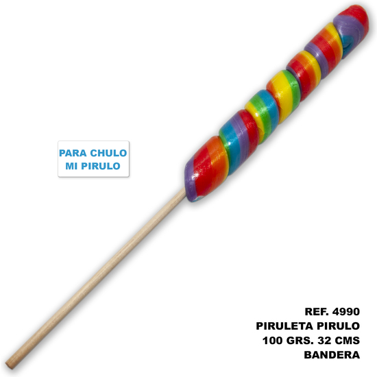 PIRULETA PIRULO 100 GR. Y 32 CM CON LA BANDERA LGBT (PARA CHULO, CHULO MI PIRULO) image 0