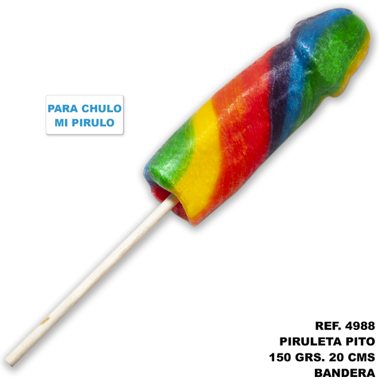 PIRULETA PIRULO CONO 50 GR. Y 20 CM CON LA BANDERA LGBT (PARA CHULO, CHULO MI PIRULO) image 0