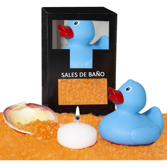 SET DE SALES DE BAÑO MANGO 150 GR. CON PATO BAÑERA, VELA AROMATICA Y CONCHA image 0