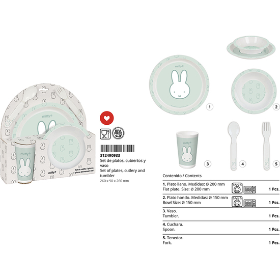 SET DE PLATOS, CUBIERTOS Y VASO MIFFY "MENTA" image 7