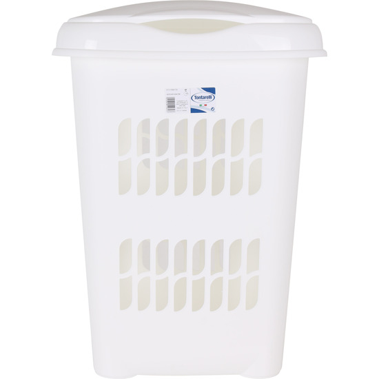 LAUNDRY HAMPER W/LID 55L CREAM image 1