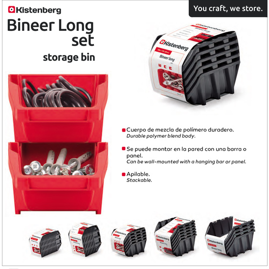 CONJUNTO DE CONTENEDORES DE ALMACENAMIENTO KISTENBERG BINEER LONG SET STORAGE BIN image 1