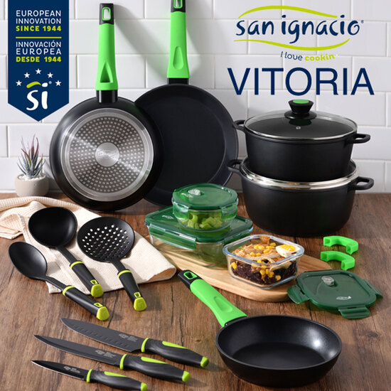 SET DE 3 UTENSILIOS DE COCINA + PLANCHA GRILL/ASADOR ALUMINIO FORJADO image 1