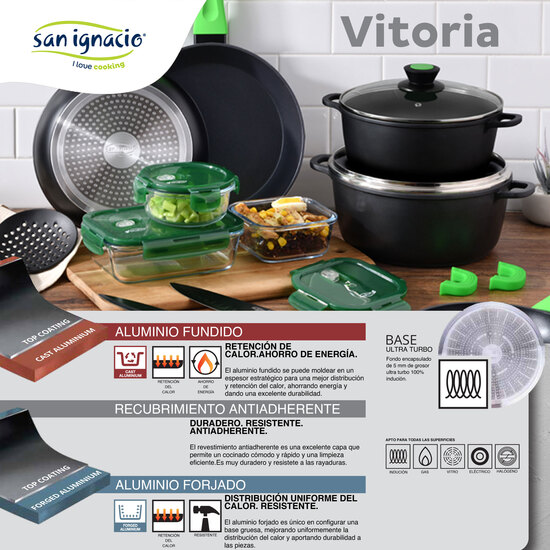 SET DE 3 UTENSILIOS DE COCINA + PLANCHA GRILL/ASADOR ALUMINIO FORJADO image 2