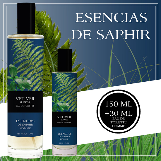 SET DE 2 ESTUCHES FRAGANCIA 100 ML + 30 ML ESENCIAS DE SAPHIR - VETIVER & MOSS image 2