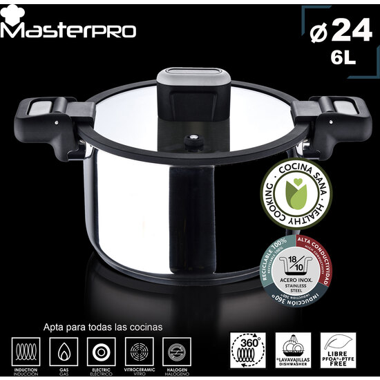 OLLA A PRESION MINI 6.0L, ACERO INOXIDABLE, INDUCCIÓN, Ø24X14.3 CM image 2