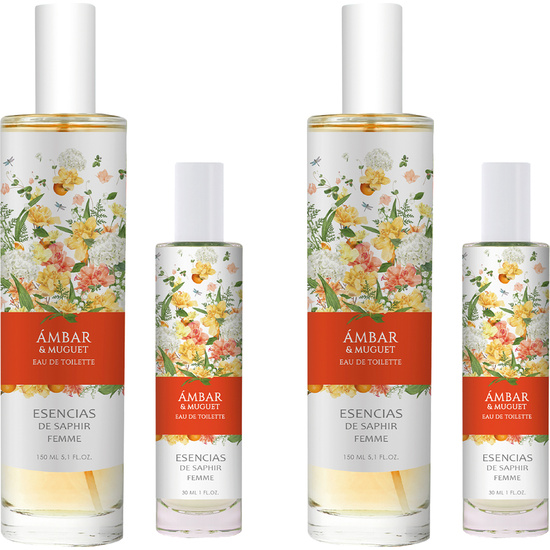 SET DE 2 ESTUCHES FRAGANCIA 100 ML + 30 ML ESENCIAS DE SAPHIR - AMBAR & MUGUET image 0